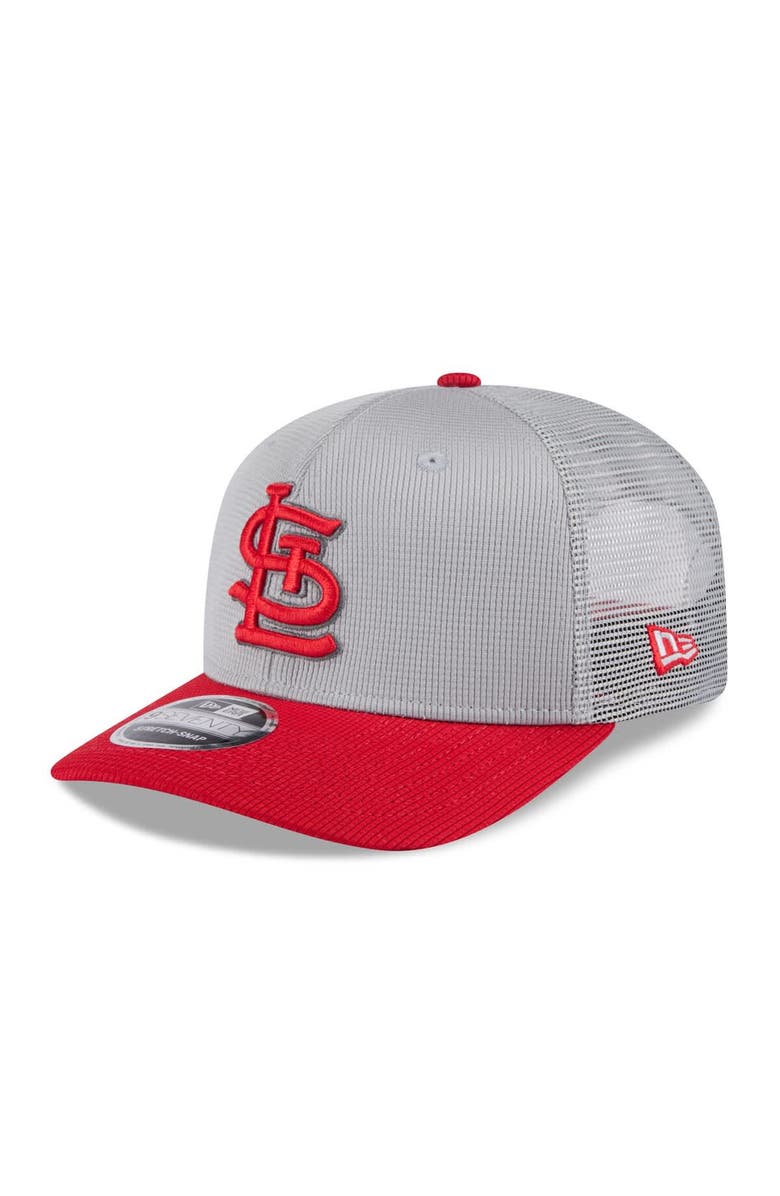 New Era Men's New Era  Gray/Red St. Louis Cardinals 2025 Batting Practice 9SEVENTY Stretch-Snap Trucker Hat, Main, color, 