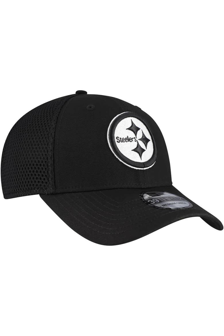 Men's New Era Black Pittsburgh Steelers Main Neo 39THIRTY Flex Hat, Alternate, color, Black