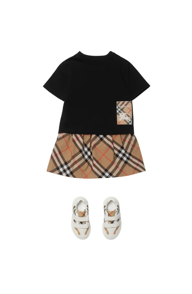 Burberry Check Label Cotton T-shirt, Alternate, color, Black