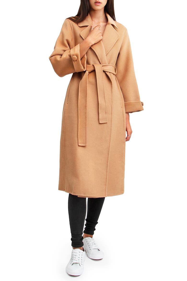 Stay Wild Oversized Wool Coat, Main, color, CAMEL