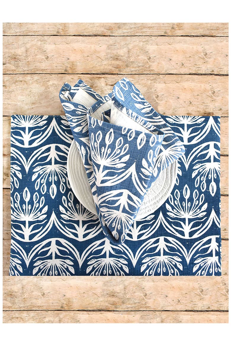 Botanical Set of 4 Placemats, Alternate, color, INDIGO