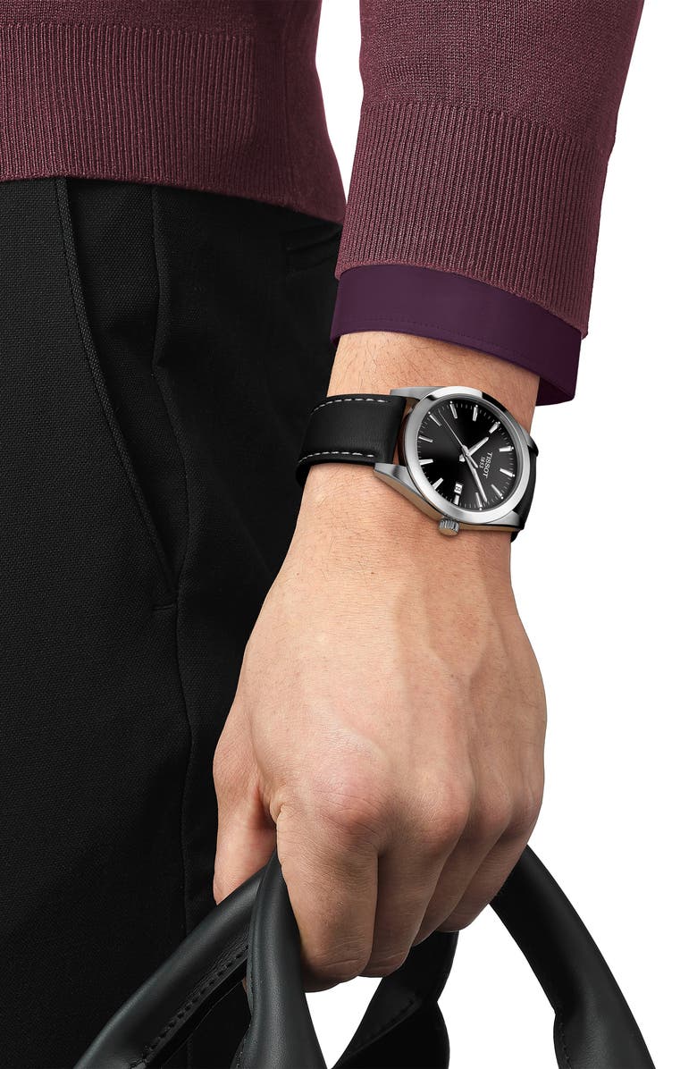 Tissot T-Classic Gentleman Leather Strap Watch, 40mm, Alternate, color, 