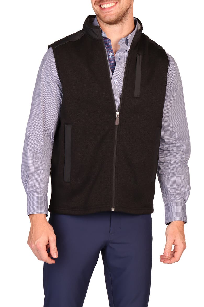 Full Zip Knit Vest, Main, color, BLACK