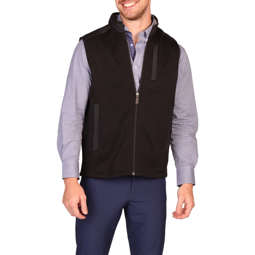 Tailorbyrd Full Zip Knit Vest In Black