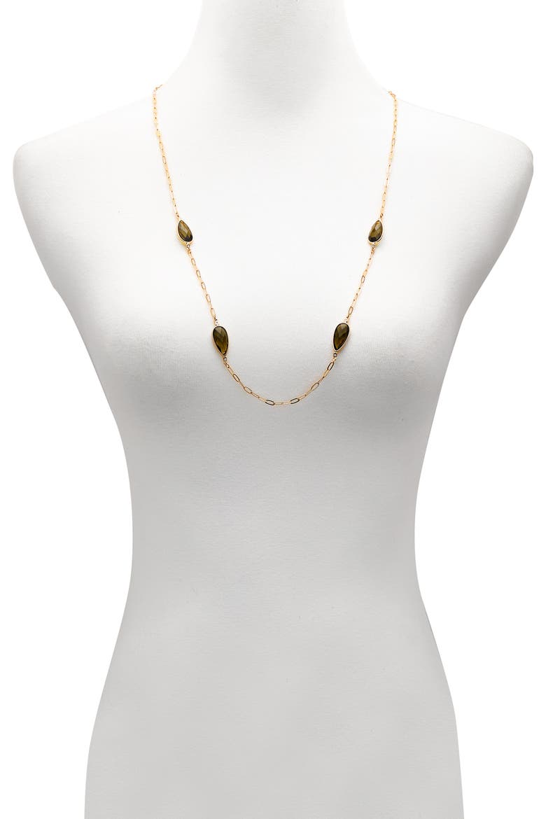 Oval Station Necklace, Alternate, color, OLIVE/ GOLD TONE