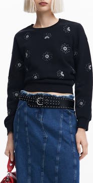 Desigual Joya Floral Embellished Sweatshirt