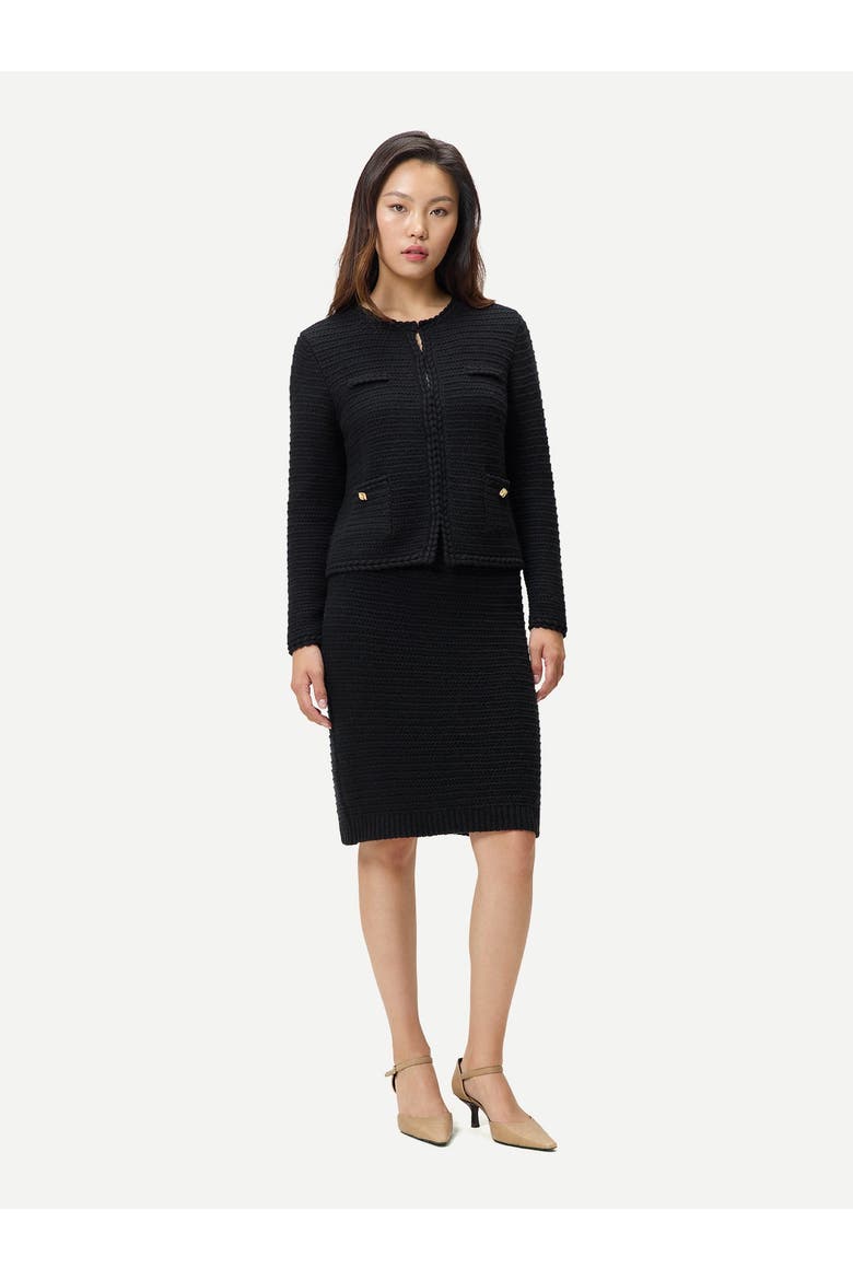Textured Knit Cashmere Jacket-Style Cardigan, Alternate, color, black
