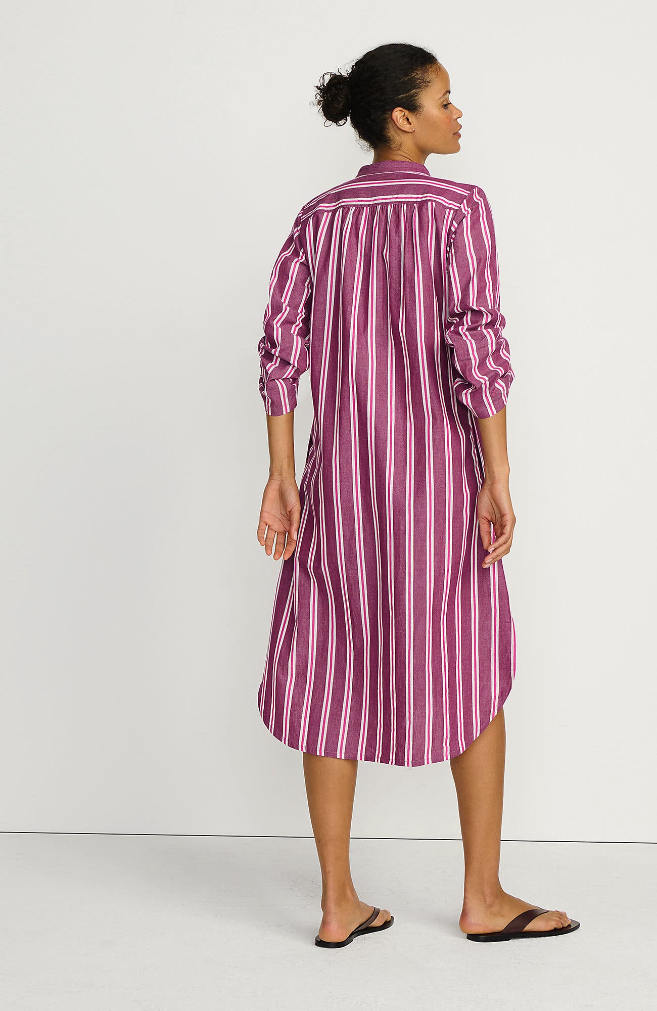 Poplin Oversized Puff Sleeve Midi Shirt Dress - image 4