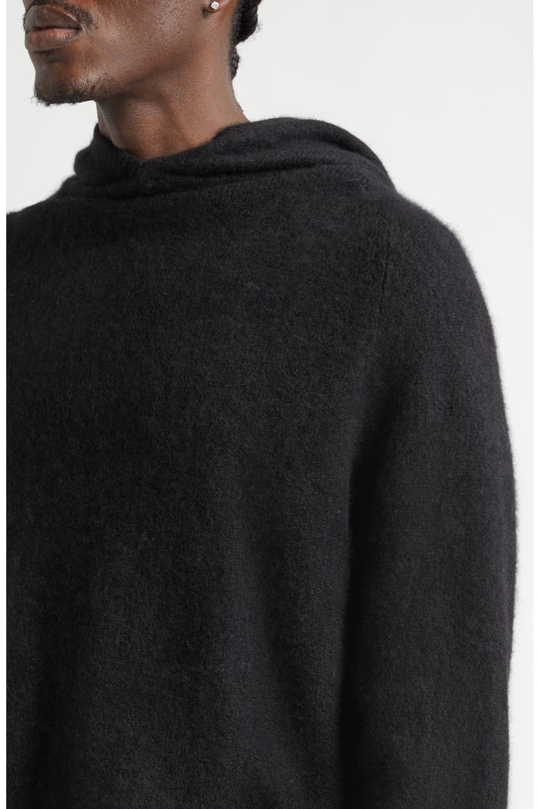 Hooded Cashmere & Silk Sweater, Alternate, color, BLACK