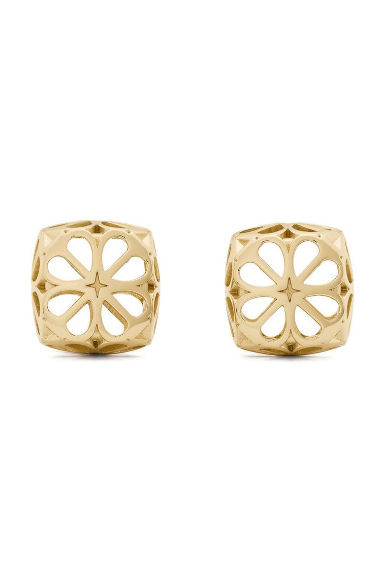 Spade Flower Lace Chubby Huggie Hoop Earrings, Alternate, color, GOLD
