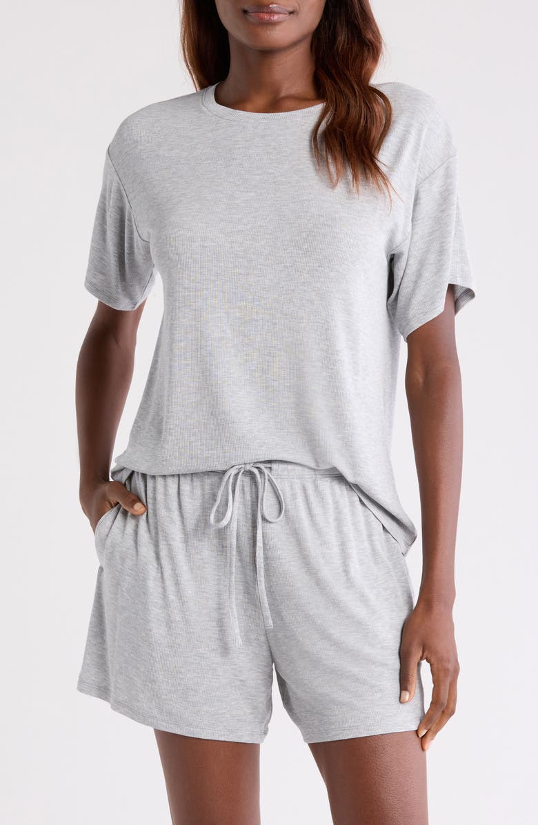Nordstrom Moonlight Eco Easy Rib Short Pajamas, Main, color, Grey Heather