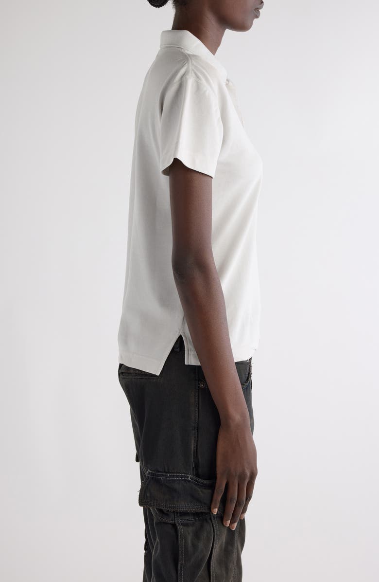 Balenciaga Laurel Embroidered Fitted Cotton Piqué Polo, Alternate, color, 9012 Dirty White