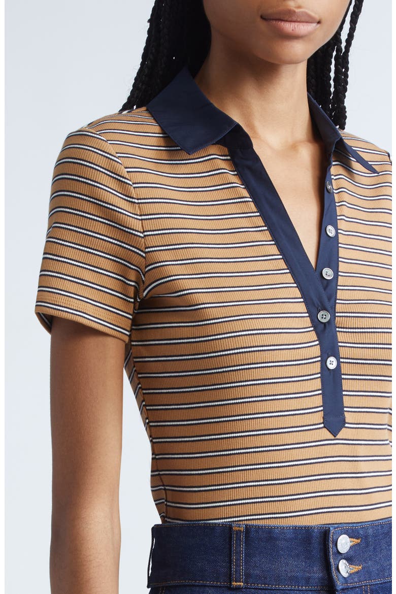 Kearney Stripe Stretch Cotton Rib Polo, Alternate, color, BROWN MULTI
