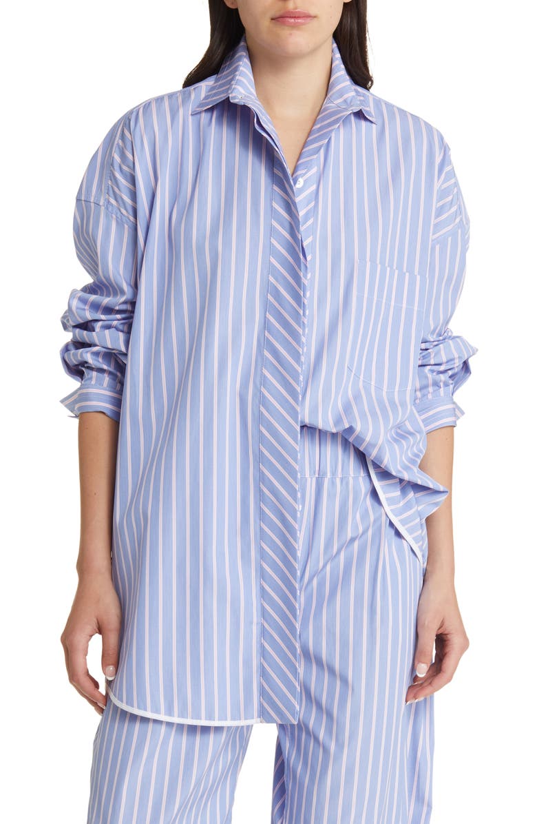 NACKIYÈ Breakfast Club Stripe Oversize Cotton Button-Up Shirt, Alternate, color,