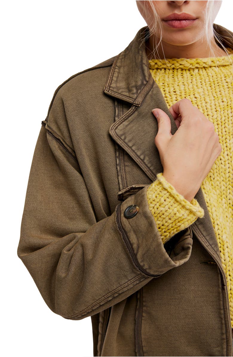 Free People Home Office Cotton Cardigan, Alternate, color, Officer Brown