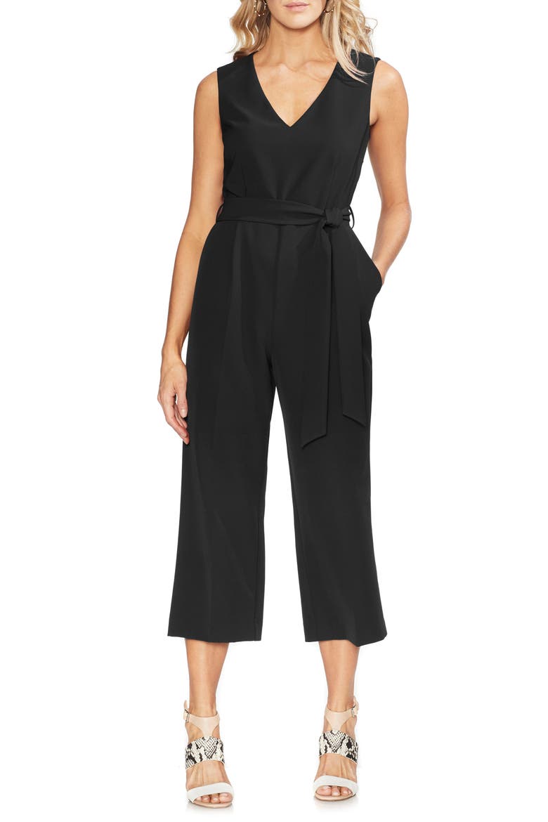 Belted Crop Jumpsuit, Main, color, RICH BLACK