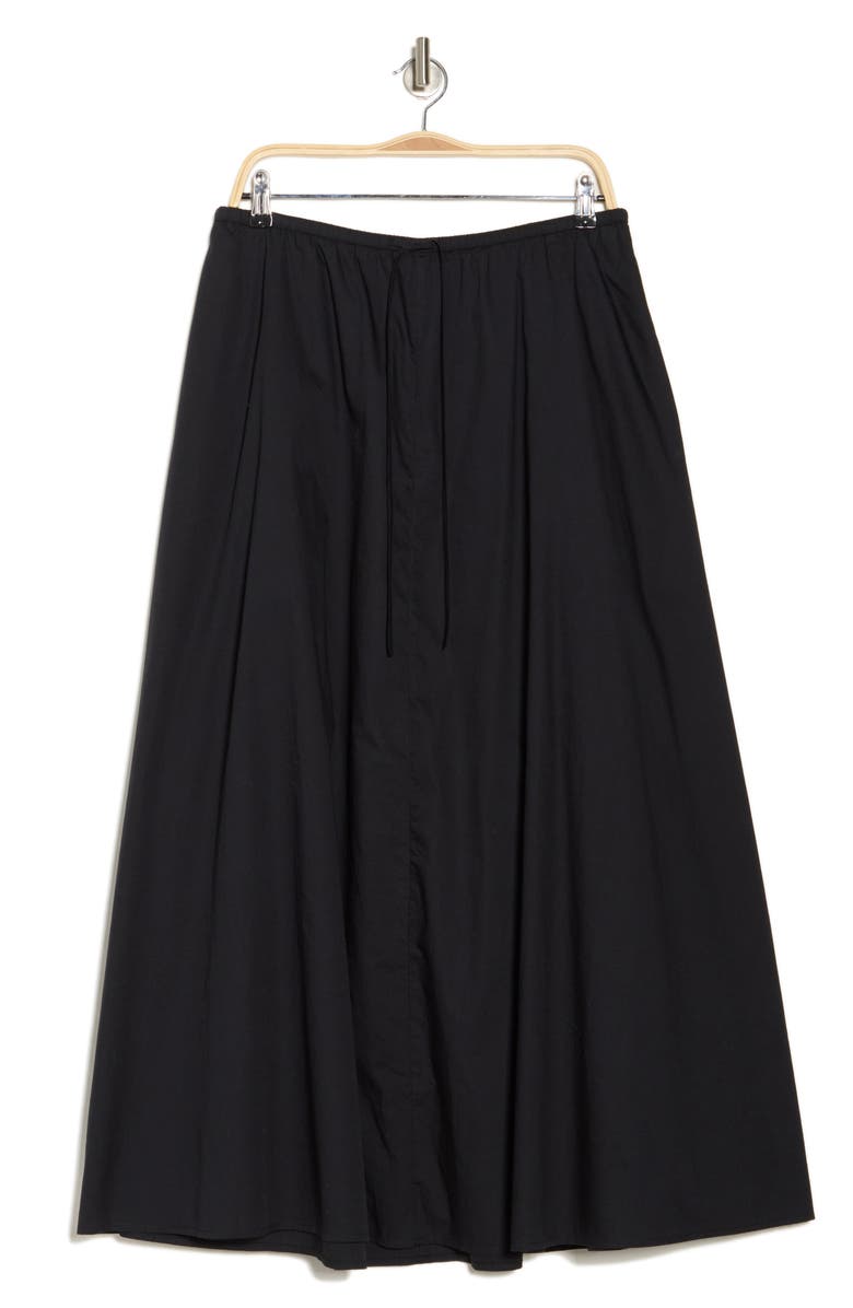 Leith Drawstring Waist Cotton Poplin Maxi Skirt, Alternate, color, Black