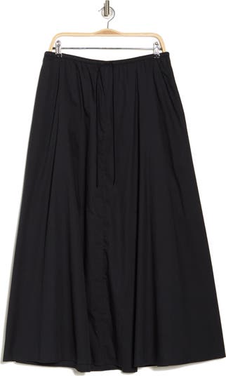 Leith Drawstring Waist Cotton Poplin Maxi Skirt | Nordstromrack