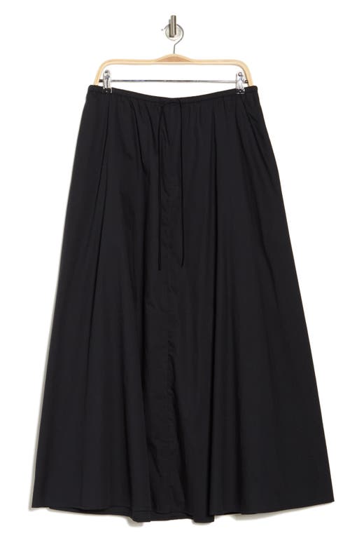 Leith Drawstring Waist Cotton Poplin Maxi Skirt In Black