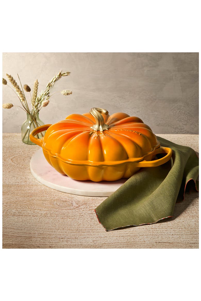 Enameled Cast Iron Pumpkin Braiser, Alternate, color, PERSIMMON