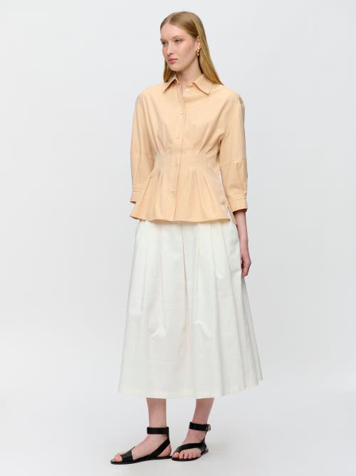 Callas Milano Rhessa Pleated Cotton Shirt In Neutral