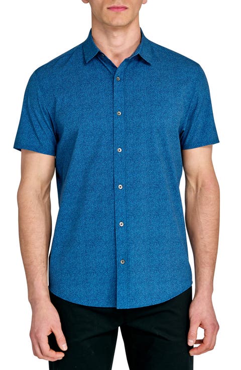 Trim Fit Short Sleeve Performance Button-Up Shirt