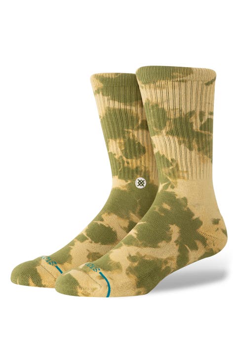 Spotty Dye Cotton Blend Crew Socks