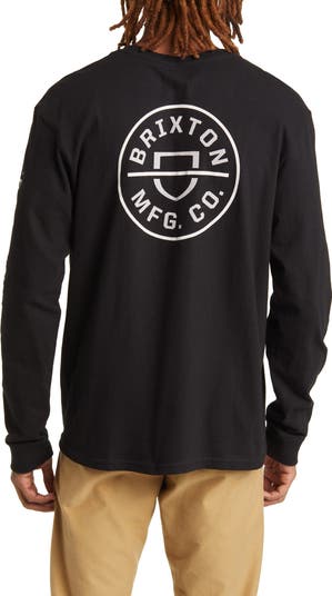 BRIXTON Crest ロゴ クルーネック ロンＴ Brixton Crest Black Long Sleeve T-Shirt | Zumiez