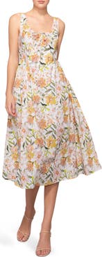 MELLODAY Printed Poplin Midi Dress