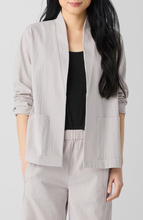 Eileen Fisher Organic Cotton Pucker High Collar Jacket In Gray