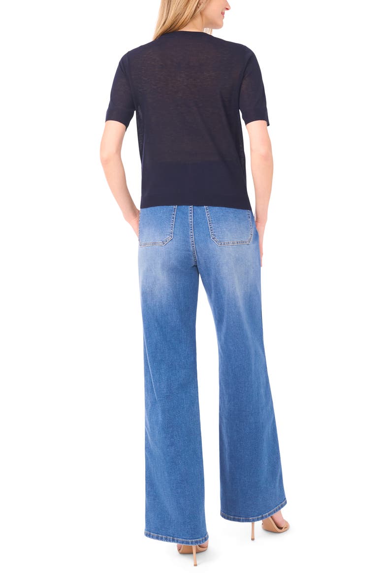 Sheer Short Sleeve Cardigan, Alternate, color, CLASSIC NAVY
