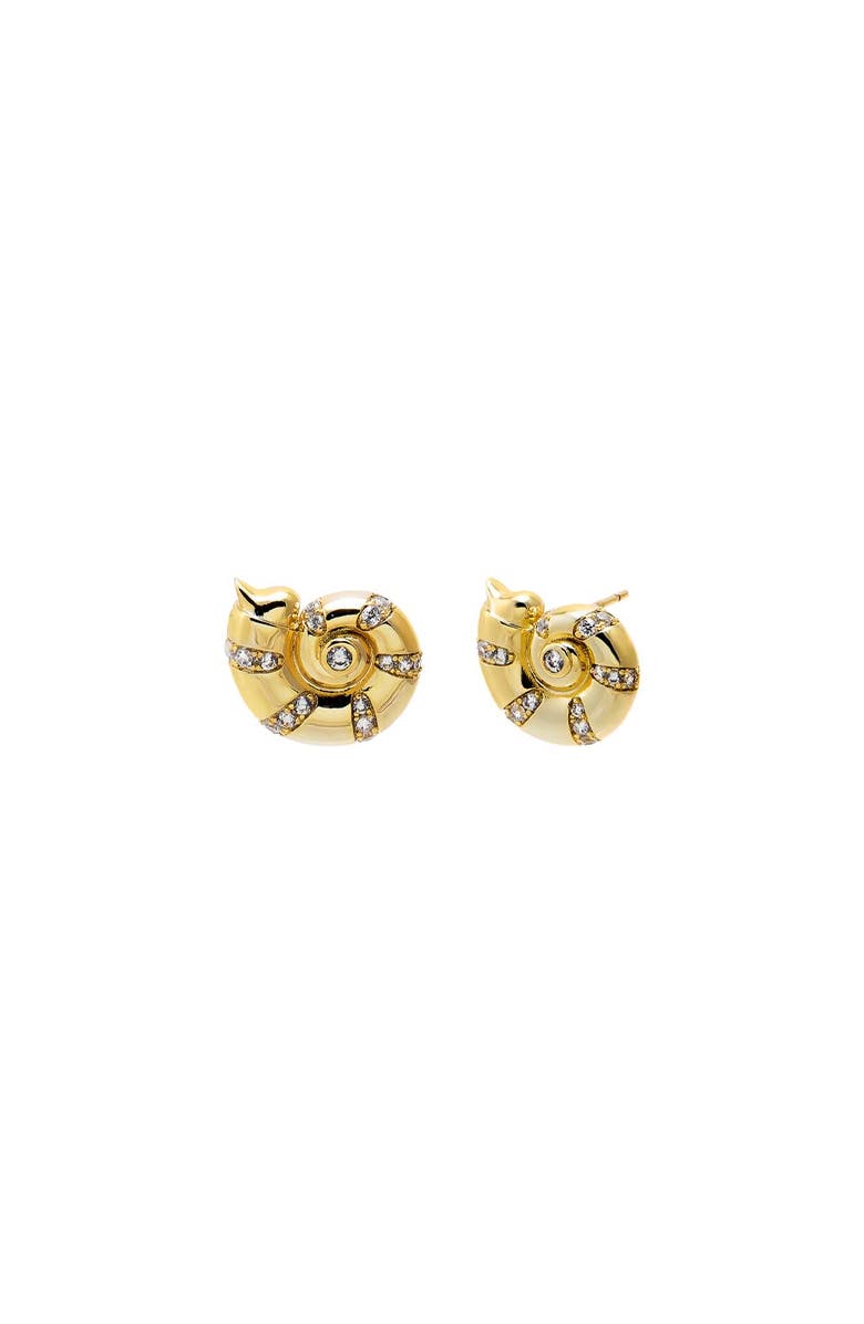 BY ADINA EDEN CZ Nautilus Shell Stud Earring, Main, color, Gold