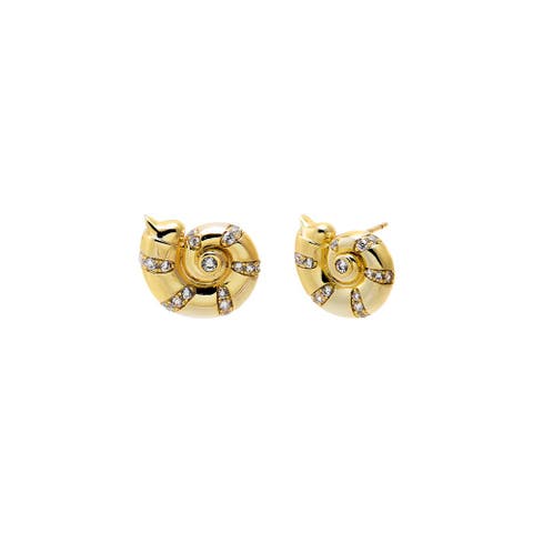 CZ Nautilus Shell Stud Earring