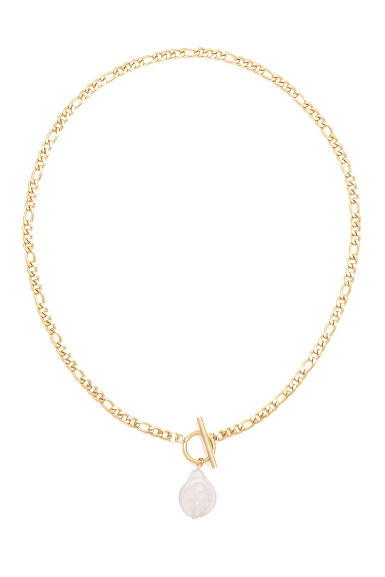 Jade Freshwater Pearl Toggle Necklace, Main, color, GOLD
