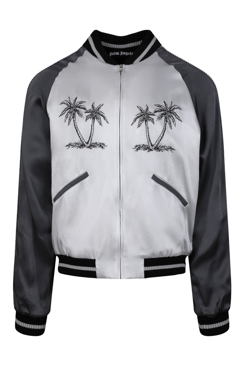 Palms Souvenir Bomber Jacket, Main, color, GREY ANTHRACITE