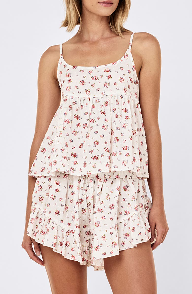 Papinelle Swiss Dot Cotton Short Pajamas, Main, color, Posy Floral
