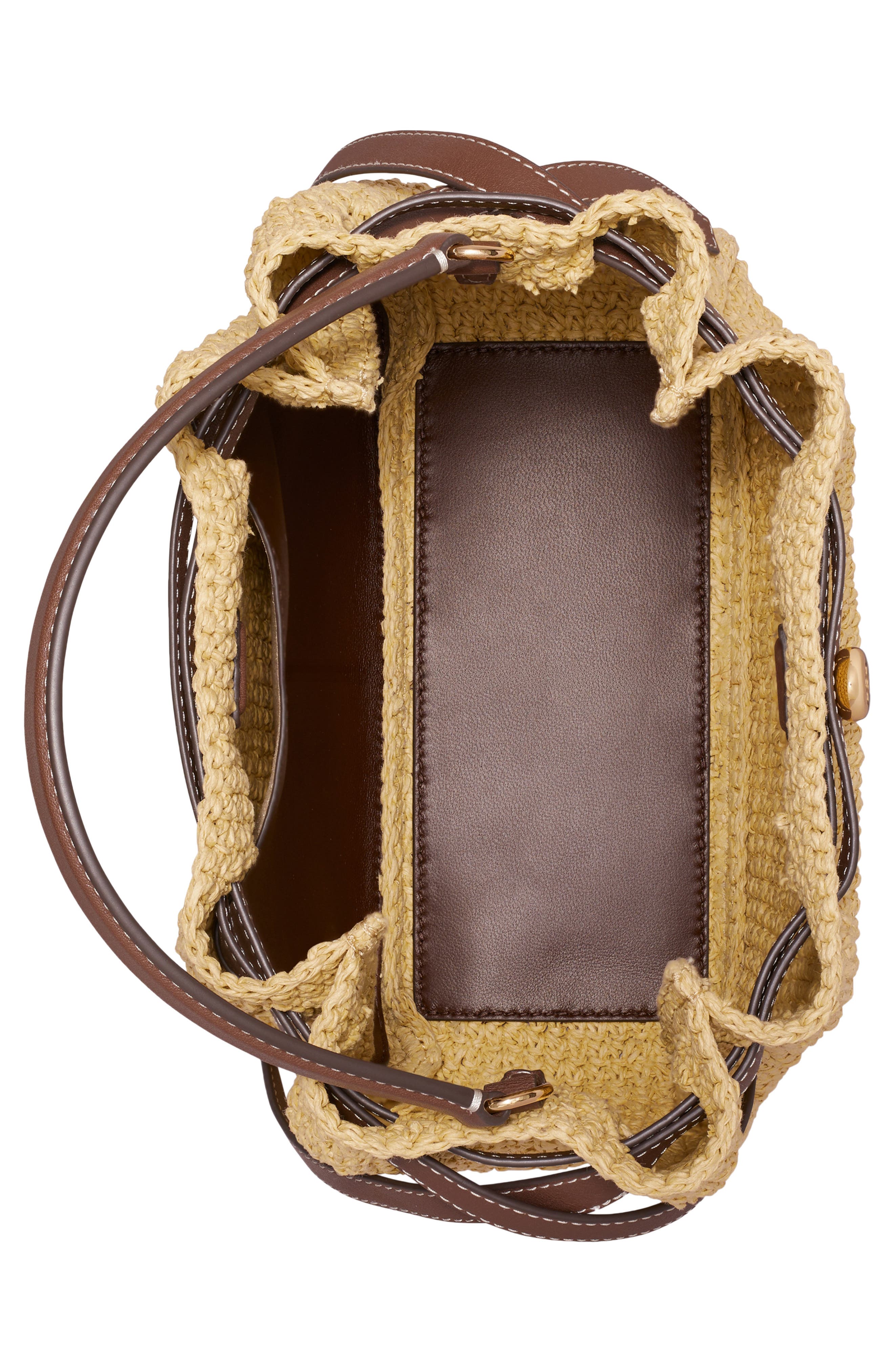 Tory Burch Romy Straw Bucket Bag, Alternate, color, Natural