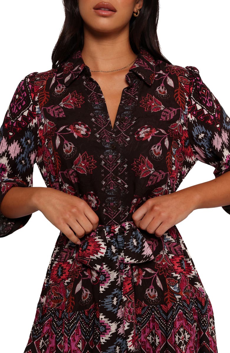 Petal & Pup Mandy Belted Shirtdress, Alternate, color, Chocolate Brown