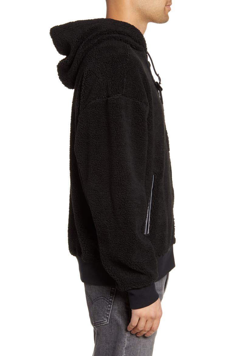 Nike Faux Shearling Hoodie, Alternate, color, BLACK/ BLACK