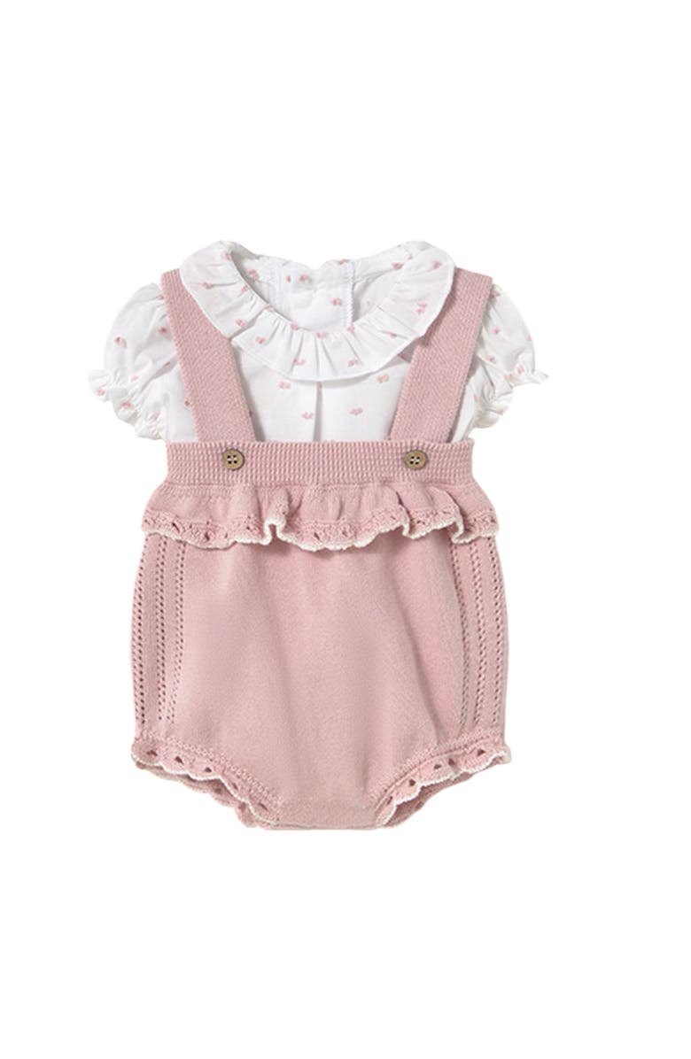 Mayoral Newborn Knit Romper Set, Main, color, Sakura