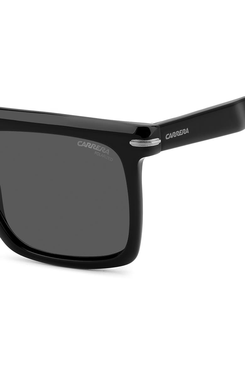 Carrera Eyewear 56mm Rectangular Flat Top Sunglasses, Alternate, color, Black Ruthenium/ Grey Polar