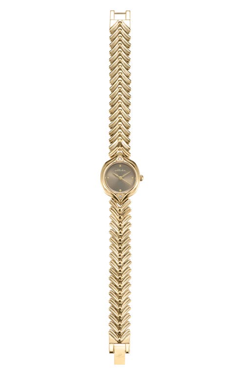 Ettika Round Case Chevron Strap Watch In Gold