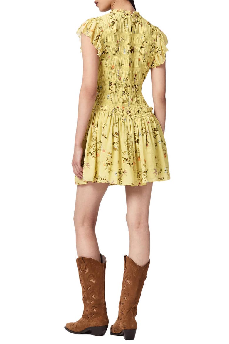 Lauren Floral Smock Bodice Minidress, Alternate, color, CARMEL PALE YELLOW