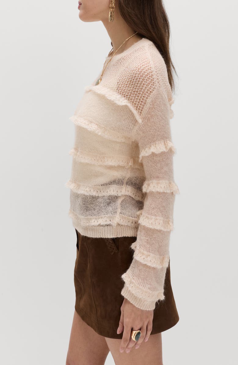 PER UNA BY M&S Sheer Ruffle Jumper, Alternate, color, Oyster Pink