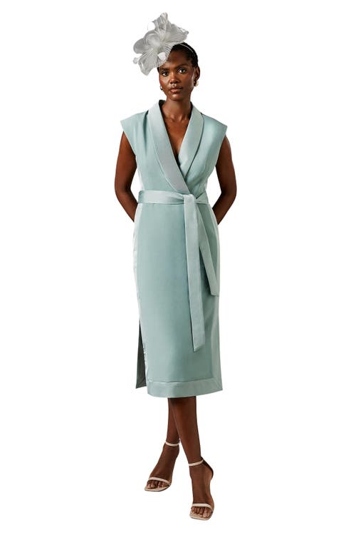 Coast Tux Satin Midi Dress In Blue