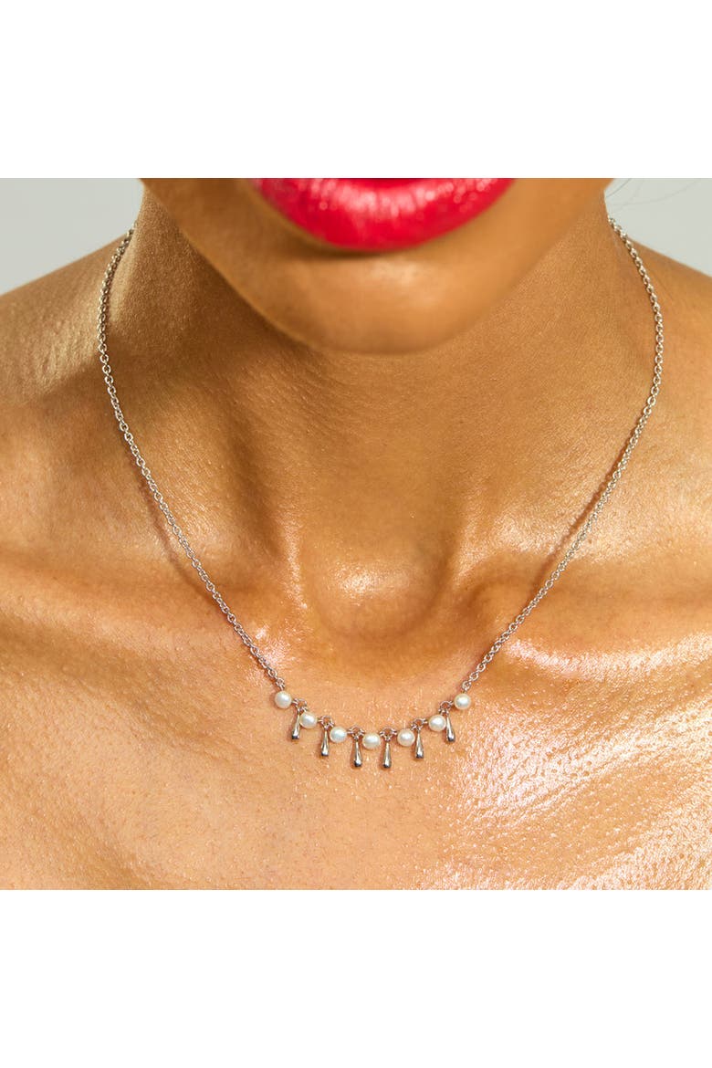 Royal Pearl Drop Necklace, Alternate, color, Sterling Silver