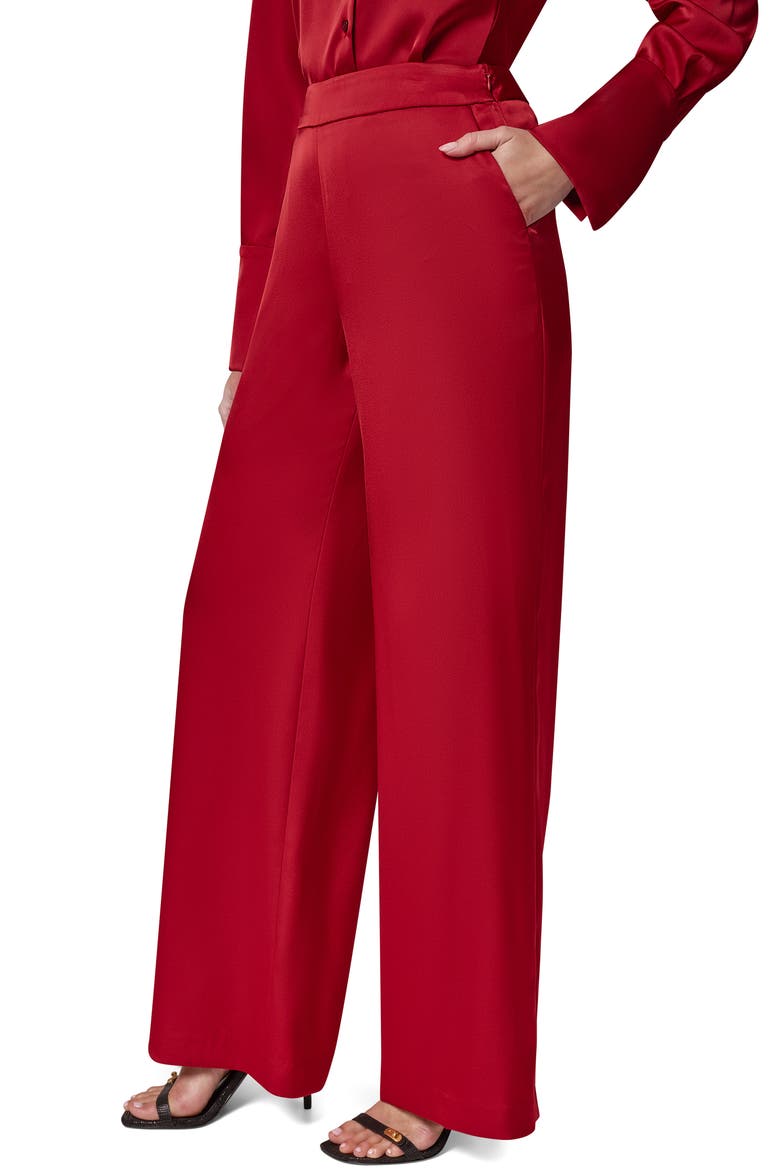 High Waist Wide Leg Pants, Alternate, color, RED VELVET