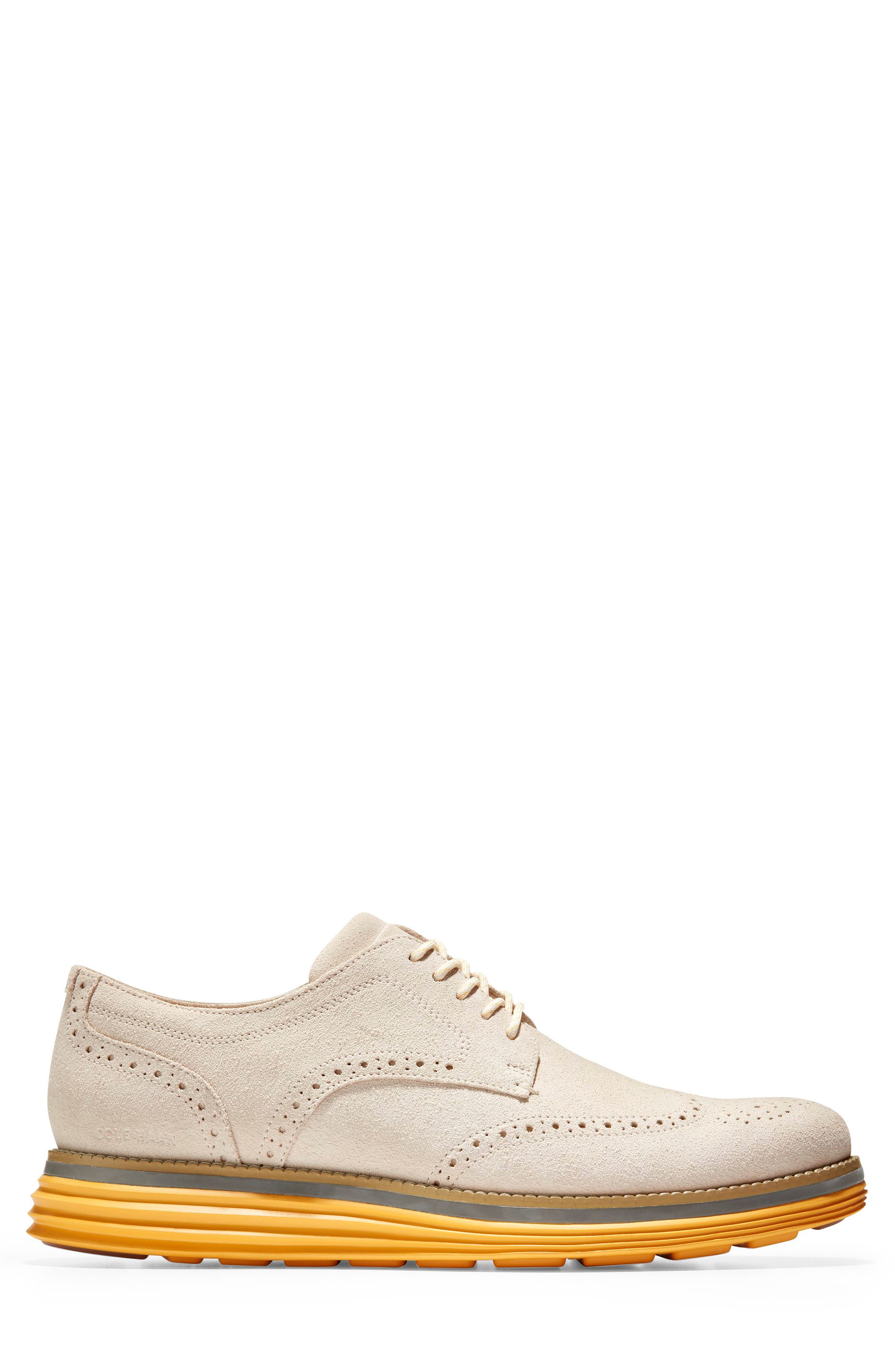 Original Grand Energy Meridian Short Wingtip Derby, Alternate, color, WHITECAP GREY SUEDE/ CITRUS