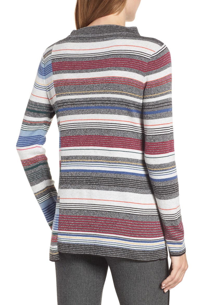 Banded Cotton Blend Offset Stripe Sweater, Alternate, color, MULTI