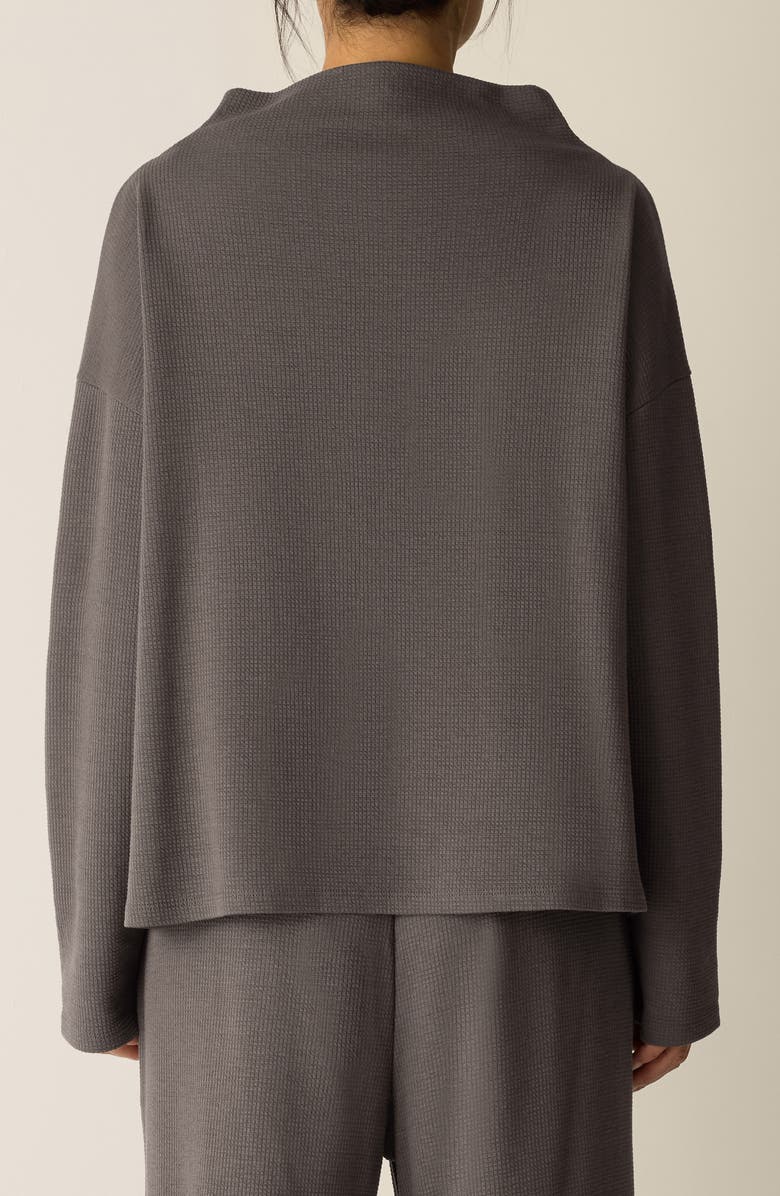Eileen Fisher Funnel Neck Boxy Organic Cotton Blend Top, Alternate, color, Rye